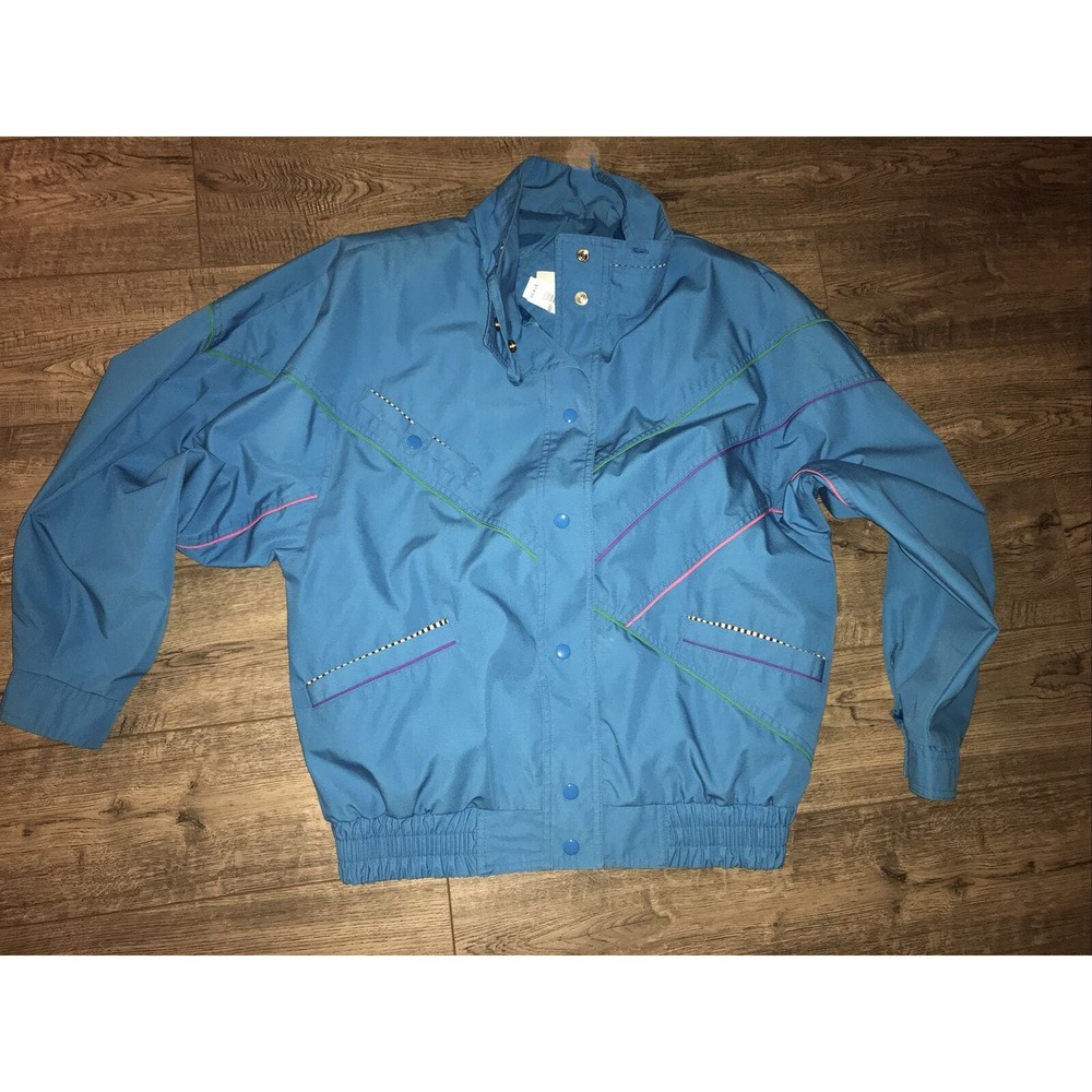 Vintage G-4000 Bomber Jacket 80s 90s Women’s Size MEDIUM Teal Snaps HIP RARE!
